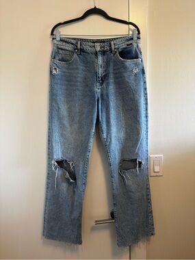 Mavi Barcelona High Rise Ripped Wide Leg Raw Hem Denim Jeans W27